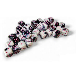 Chessex 26869 Gemini 12mm d6 Black-White/pink (36) Dice
