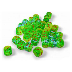 Chessex 26870 Gemini 12mm d6 Plasma Luminary Green-Teal/orange (36) Dice