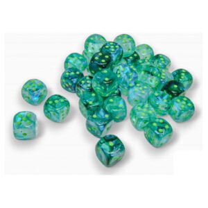 Chessex 27995 d6Cube 12mm Borealis Luminary Kelp/light green (36) Dice